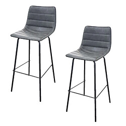 Toilinux Lot de 2 Tabourets de bar design industriel Brooklyn - Gris