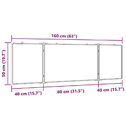 vidaXL Tableau blanc magnétique pliable 160x50x1,7 cm aluminium pas cher