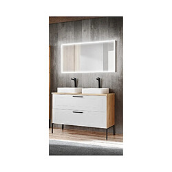 Ac-Deco Ensemble meuble sous-vasque + Vasques à poser + Miroir LED - 120 cm - Madera White