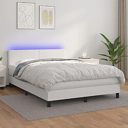 vidaXL Sommier à lattes de lit avec matelas et LED Blanc 140x190 cm