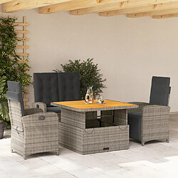 Maison Chic Ensemble à manger d'extérieur 4 pcs avec coussins,Salon de jardin,Mobilier de jardin Gris Résine tressée -GKD493720