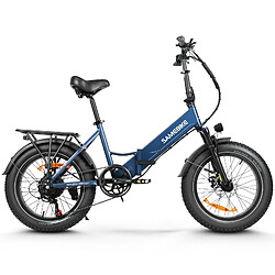 Vélo Électrique SAMEBIKE LOTDM200-II - Moteur 500W Batterie 48V13Ah Autonomie 40KM Freins à Disque Mécaniques - Bleu Foncé