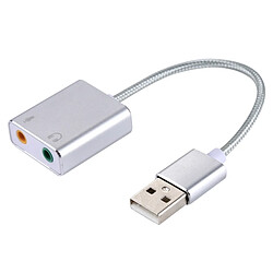 Wewoo Carte Son USB argent pour PC portable Alliage d'aluminium Shell externe USB Virtual 7.1 avec câble de 13 cm