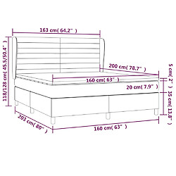 Acheter vidaXL Sommier à lattes de lit avec matelas Taupe 160x200 cm Tissu