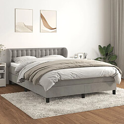 Maison Chic Lit Adulte - Lit simple Lit à sommier tapissier et matelas moelleux - Meuble de Chambre - Gris clair 140x190cm Velours -MN46095