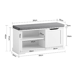 Avis SoBuy FSR84-W Opbergbank met gestoffeerd kussen Lage kast Entree Schoenenkast Comfortabele bank met 1 deur en 2 planken