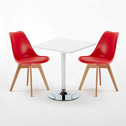 Avis Ahd Amazing Home Design Table Carrée Blanche 70x70cm et 2 Chaises Colorées Set Intérieur Bar Café Nordica Cocktail