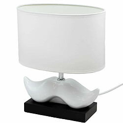 Corep Lampe a poser Moustache ceramique noir et blanc Luminaire LED chevet chambre salon Lampe à poser Moustach. Pied en ceramique et abat jour tissu blanc. Hauteur 29 cm. Ampoule basse ...