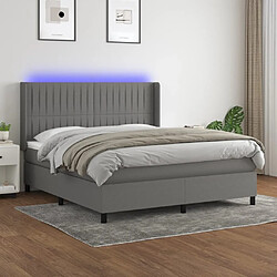 Sommier à lattes et matelas LED,Cadre à lattes de lit pour Adulte Gris foncé 160x200 cm Tissu -MN12776