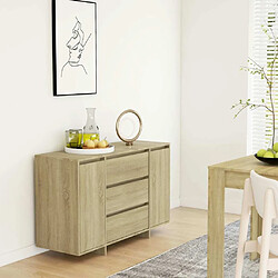 Maison Chic Buffet commode,console avec 3 tiroirs pour rangement Chêne Sonoma 120x41x75 cm Aggloméré -MN30102