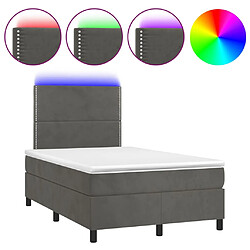 vidaXL Sommier à lattes de lit matelas et LED Gris foncé 120x200 cm