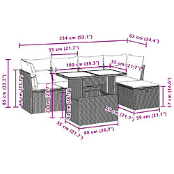 vidaXL Salon de jardin avec coussins 6 pcs marron résine tressée pas cher