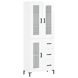 vidaXL Buffet haut Blanc brillant 69,5x34x180 cm Bois d'ingénierie