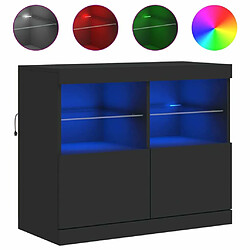 Maison Chic Commode Buffet - Meuble de rangement avec lumières LED noir 81x37x67 cm -GKD76884