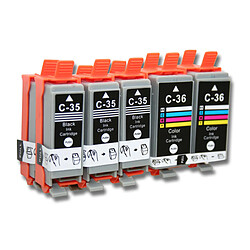 Vhbw 10 x set de cartouches d'encre pour Canon Pixma IP100, IP100v, IP110 etc.  Remplace PGI-35, PGI-35BK, CLI-36, CLI-36C. 