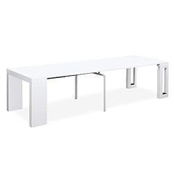 Table Console extensible Loki Blanc laqué - 12 personnes