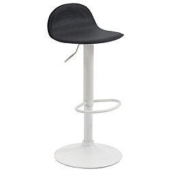 Decoshop26 Lot de 2 tabourets de bar avec repose-pieds en PVC noir pied trompète en métal blanc 10_0004262