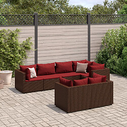 vidaXL Salon de jardin avec coussins 7 pcs marron résine tressée