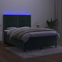 Avis vidaXL Sommier à lattes de lit matelas et LED Vert foncé 140x190 cm