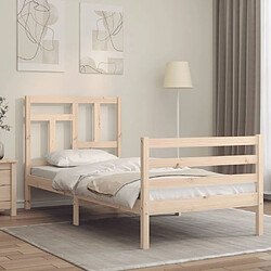 Maison Chic Cadre/structure de lit avec tête de lit pour adulte - Lit Moderne Chambre simple bois massif -MN30426