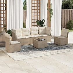 Maison Chic Salon de jardin avec coussins 7 pcs | Ensemble de Table et chaises | Mobilier d'Extérieur beige résine tressée -GKD30583