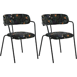 Venture Home Fauteuil en métal et velours Arrow (Lot de 2) noir fleuri.