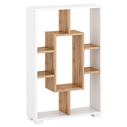 Homestyle4U Étagère Bibliothèque sur pied ou murale 7 compartiments à 4 variantes coloris Chêne et Blanc