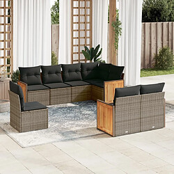 Maison Chic Ensemble Tables et chaises d'extérieur 8 pcs avec coussins,Salon de jardin gris résine tressée -GKD572908