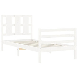 Maison Chic Cadre/structure de lit avec tête de lit pour adulte - Lit Moderne Chambre blanc petit simple bois massif -MN13355 pas cher