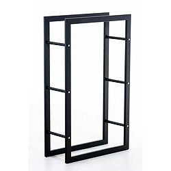 Decoshop26 Range-bûches étagère bois de cheminée 25x80x100 métal mat noir DEC10002