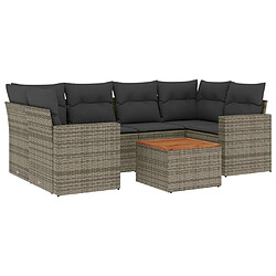 vidaXL Salon de jardin avec coussins 7 pcs gris résine tressée