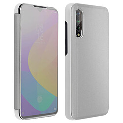 Avizar Housse Xiaomi Mi 9 Lite Clapet translucide Design Miroir Support Vidéo Argent 