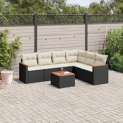 Maison Chic Ensemble Tables et chaises d'extérieur 7pcs avec coussins,Salon de jardin noir résine tressée -GKD860541