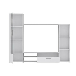 PILVI Meuble TV - Blanc mat - L 220,4 x P41,3 x H177,5 cm