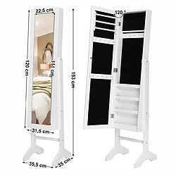 Acheter Helloshop26 Armoire à bijoux sur pieds avec miroir inclinable 153 cm blanc 12_0002303