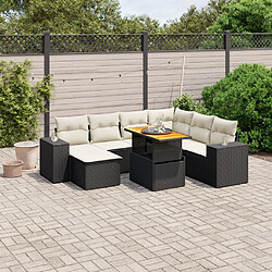 Maison Chic Ensemble Tables et chaises d'extérieur 8 pcs avec coussins,Salon de jardin noir résine tressée -GKD790348