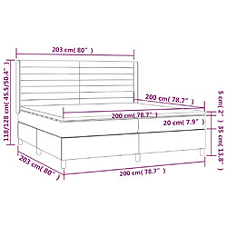 vidaXL Sommier à lattes de lit matelas et LED Gris foncé 200x200 cm pas cher