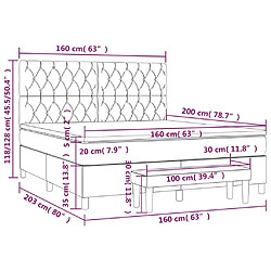 vidaXL Sommier à lattes de lit avec matelas Taupe 160x200 cm Tissu pas cher