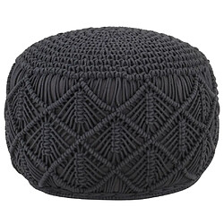 vidaXL Pouf fait à la main en macramé Anthracite 45x30 cm Coton