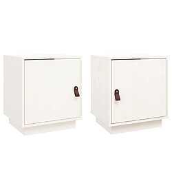 vidaXL Tables de chevet 2 pcs Blanc 40x34x45 cm Bois de pin massif