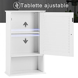 Acheter Helloshop26 Armoire murale pour salle de bain avec étagère réglable 1 porte persienne et 1 étagère ouverte blanc 20_0004999