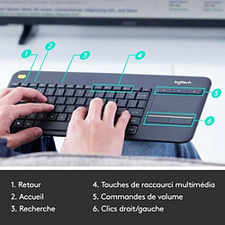 Avis LOGITECH - Clavier TV Multimédia K400 Plus - AZERTY - Sans Fil - Pavé Tactile - Noir