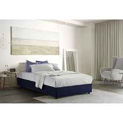 Autrement Talamo Italia Silvia lit queen size avec conteneur, Made in Italy, en tissu amovible, 120x200 cm, avec ouverture frontale, Bleu, avec matelas inclus.