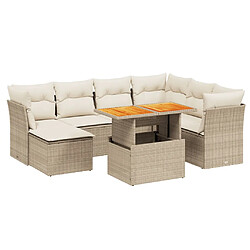 vidaXL Salon de jardin avec coussins 8 pcs beige résine tressée