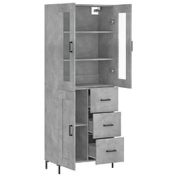 Avis vidaXL Buffet haut Gris béton 69,5x34x180 cm Bois d'ingénierie