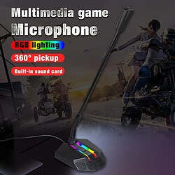 Acheter Universal Microphone USB pour PC, émetteur de lumière RGB à 360 degrés, carte son HD, réducteur de bruit, récepteur sans perte