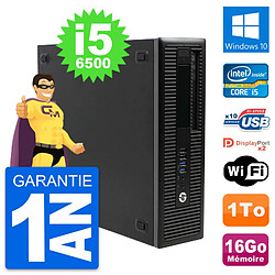 PC HP EliteDesk 800 G2 SFF Intel i5-6500 RAM 16Go Disque 1To Windows 10 Wifi - Occasion