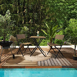 The Home Deco Factory Table de jardin pliable plateau tressé.