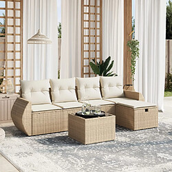 vidaXL Salon de jardin avec coussins 6 pcs beige résine tressée 