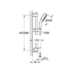 GROHE Barre de douche + douchette sans robinet Vitalio Comfort 100 III 26096000 - 60 cm